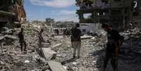 Campo de Jabalia após ataques israelenses na noite de 13 a 14 maio.  Foto: AFP - BASHAR TALEB / RFI