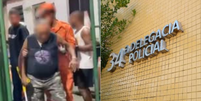 Após cobrar dívida de R$ 10, idoso foi agredido por vizinho; envolvidos foram levados à delegacia no RJ  Foto: Reprodução/TV Globo e Carlaile José Rodrigues / PCERJ