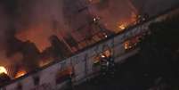 Inc&ecirc;ndio atinge pr&eacute;dio comercial na regi&atilde;o da Santa Cec&iacute;lia, centro de SP.  Foto: Reprodu&ccedil;&atilde;o/Globo