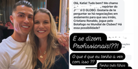 Irmã de Cristiano Ronaldo se irrita com a assédio de jornalistas sobre futuro do jogador: 'Não tenho filho de 40 anos' Foto: Reprodução/Instagram/@katiaaveirooficial