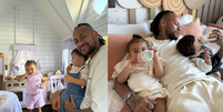 Neymar ao lado das filhas Mavie e Helena  Foto: Reprodução/Instagram/@neymarjr