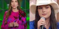 Patr&iacute;cia Abravanel no Show do Milh&atilde;o e Ana Castela  Foto: Reprodu&ccedil;&atilde;o/SBT/Globo / Contigo