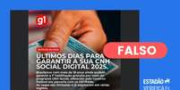 Anúncio que promove o falso programa usa montagem para simular que a iniciativa teria sido noticiada pelo g1  Foto: Reprodução/Facebook / Estadão