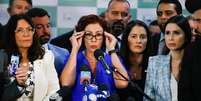 Carla Zambelli em entrevista na Câmara em fevereiro  Foto: Wilton Junior/Estadão / Estadão