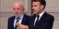 Presidente Luiz Inácio Lula da Silva ao lado do presidente da França, Emmanuel Macron, em Paris 05/06/2025  Foto: CHRISTOPHE PETIT TESSON/REUTERS