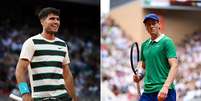 Final do Roland Garros 2025 será entre Carlos Alcaraz, número 2 do ranking da ATP, e Jannik Sinner, atual número 1 do mundo Foto: Getty Images