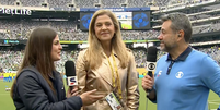 Leila Pereira ficou emocionada durante entrevista  Foto: Reprodução/sportv