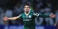 Raphael Veiga (Palmeiras) celebrando seu gol contra o Sporting Cristal, no dia 28.05.2025 Foto: Sipa US / Alamy Stock Photo