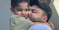 Murilo Huff e o filho, Léo, do relacionamento com Marília Mendonça  Foto: Reprodução/Instagram/@murilohuff