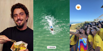 Surfistas brasileiros se preparam para a etapa de Saquarema da WSL  Foto: Reprodução/Instagram/Montagem com registros de @filipetoledo/@italoferreira/@luanasilva_