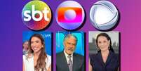Patrícia Abravanel ('Programa Silvio Santos'), William Bonner ('Jornal Nacional') e Carolina Ferraz ('Domingo Espetacular') apresentam programas que estão entre os maiores faturamentos da TV aberta  Foto: Fotomontagem: Sala de TV