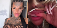 Influenciadora brit&acirc;nica mostra preenchimento vazando dos l&aacute;bios  Foto: Reprodu&ccedil;&atilde;o/essexxink/TikTok/Instagram