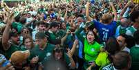 Torcida do Palmeiras acompanhou duelo nos arredores do Allianz Parque   Foto: EDI SOUSA/ATO PRESS / Estadão