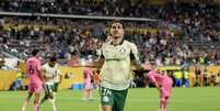 Maur&iacute;cio (Palmeiras) celebrando seu gol contra o Inter Miami, no dia 23.06.2025   Foto: Sportimage Ltd / Alamy Stock Photo