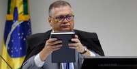 O ministro do Supremo Tribunal Federal (STF) Flávio Dino durante audiência pública sobre emendas parlamentares  Foto: Wilton Junior / Estadão / Estadão