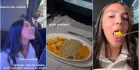 Duda Guerra  mostra detalhes de menu servido em classe executiva de voo internacional  Foto: Reprodução/Instagram