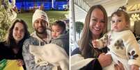 Neymar posa com Mavie e uma convidada | Nadine posa com Helena   Foto: Reprodução | Instagram