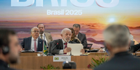 Presidente Lula, no discurso de abertura da Cúpula dos Brics, neste domingo (6/7),  Foto: Rafa Neddermeyer/BRICS Brasil/Presidência da República / BBC News Brasil