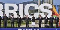 Foto oficial da Cúpula do Brics no Rio de Janeiro, no Museu de Arte Moderna (MAM), na cidade do Rio de Janeiro, neste domingo, 6 de julho de 2025.  Foto: FELIX AVERBUG/ATO PRESS/ESTADÃO CONTEÚDO