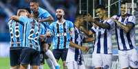 Fotos: Lucas Uebel / Grêmio FBPA, Eduardo Torres Divulgação / EC São José - Legenda: Grêmio e São José medem forças na decisão da Recopa Gaúcha, nesta terça-feira (08), na Arena Foto: Jogada10