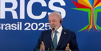 Lula conversa com a imprensa após reunião do Brics  Foto: Reprodução/CanalGov/Youtube