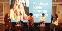 Da esquerda para a direita: Rayane Lima, gerente de Políticas de Segurança na 99; Elaine Carvalho, motorista parceira; Luciana Pioto, jornalista, atriz e coordenadora audiovisual no portal Terra; Maíra Liguori, diretora na consultoria Think Eva e na ONG Think Olga e Giselle Marinho, diretora de Impacto Social do Observatório Nacional de Segurança Viária (ONSV) Foto: 99/Divulgação