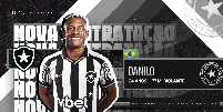 Danilo, nova contratação do Botafogo  Foto: Botafogo / Divulgação
