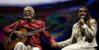 Gilberto Gil chora durante participação da filha Preta Gil durante show no Allianz Parque.  Foto: Júlia Pereira/Estadão / Estadão