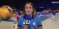 Julia Guimar&atilde;es passou susto durante partida de v&ocirc;lei na Liga das Na&ccedil;&otilde;es  Foto: Reprodu&ccedil;&atilde;o/sportv