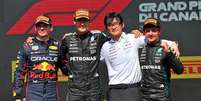 Max Verstappen em pódio com a Mercedes  Foto: F1