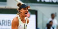 Bia Haddad celebra ponto em Roland Garros. Foto: @biahaddadmaia via Instagram / Estadão