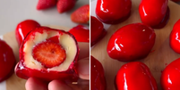 Morango do Amor pode causar fraturas no dente, alerta o Conselho de odontologia Foto: Reprodução/TikTok
