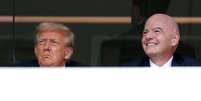 Foto: Luke Hales/Getty Images - Legenda: Trump e Infantino, presidente da Fifa, se aproximaram durante o Mundial de Clubes nos Estados Unidos / Jogada10