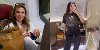 Luciana Gimenez mostra detalhes de como é tomar banho na primeira classe de um avião  Foto: Reprodução/Instagram