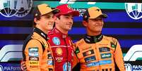 Oscar Piastri, Charles Leclerc e Lando Norris após a classificação na Hungria  Foto: Reprodução / Site F1
