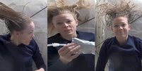Nichole Ayers publicou vídeo mostrando como lava seu cabelo no espaço Foto: Instagram/@astro_ayers / Reprodução