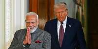 Premiê Narendra Modi e presidente Donald Trump em reunião em fevereiro de 2025  Foto: ANSA / Ansa - Brasil