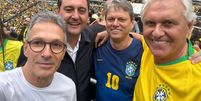 Romeu Zema, Ratinho Júnior, Tarcísio de Freitas e Ronaldo Caiado em evento na Paulista, em abril  Foto: Reprodução/@RomeuZema via X