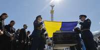 Funeral de ploto de caça morto em guerra contra Rússia  Foto: ANSA / Ansa - Brasil