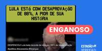 A informação completa é a de que o presidente está com avaliação negativa para 88% do mercado financeiro. Foto: Reprodução/Facebook / Estadão