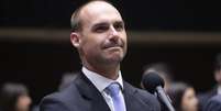O deputado federal Eduardo Bolsonaro articula sanções contra autoridades brasileiras nos EUA.  Foto: Bruno Spada/Agência Câmara / Estadão