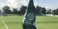Escudo do Palmeiras na bandeirinha de escanteio Foto: Escudo do Palmeiras na bandeirinha de escanteio ( Divulgação/ Flamengo) / Gávea News