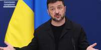 No domingo (17/8), Zelensky admitiu pela primeira vez que parte do território ucraniano ocupado pode ser usado como moeda de troca para um eventual acordo de paz  Foto: OLIVIER HOSLET/EPA/Shutterstock / BBC News Brasil