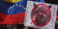 Frase 'fora da Venezuela' acompanha rosto de Trump em imagem vinculada no país em 2019  Foto: ANSA / Ansa - Brasil