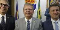 Os desembargadores do TJPE Erik Simões e Ricardo Paes Barreto e o conselheiro do TCE Eduardo Lyra Porto  Foto: Divulgação/TJPE / Portal de Prefeitura