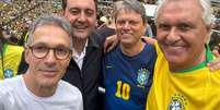 Romeu Zema, Ratinho Júnior, Tarcísio de Freitas e Ronaldo Caiado em evento na Paulista  Foto: Reprodução/X via @RomeuZema