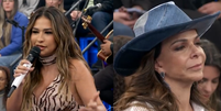 Simone Mendes fica cara a cara com Sula Miranda e rebate críticas da irmã de Gretchen sobre suas músicas: 'Vou continuar fazendo'. Foto: Reprodução, TV Globo / Purepeople