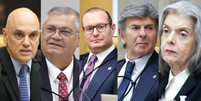 Na foto, da esquerda para a direita, estão os cinco ministros do STF que integram a Primeira Turma: Alexandre de Moraes, Flávio Dino, Cristiano Zanin, Luiz Fux e Cármen Lúcia  Foto: Divulgação/STF