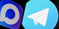 Os logotipos do aplicativo de mensagens russo Max e do Telegram.  Foto: &copy; AFP - KIRILL KUDRYAVTSEV / RFI