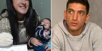 Na esquerda, Tatiele Goulart Guimarães com o filho Arthur Goulart dos Santos no colo, após completar um mês. À esquerda, foto do pai do bebê, Luan dos Santos   Foto: Reprodução/RBS TV